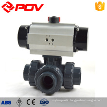 Pneumatic double acting 3way L-type 2'' pvc valves